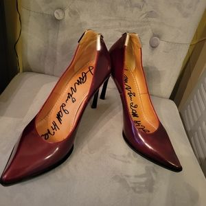 Rare Sam Edelman, Lanvin Burgandy with Gold Trim, Size 5.5